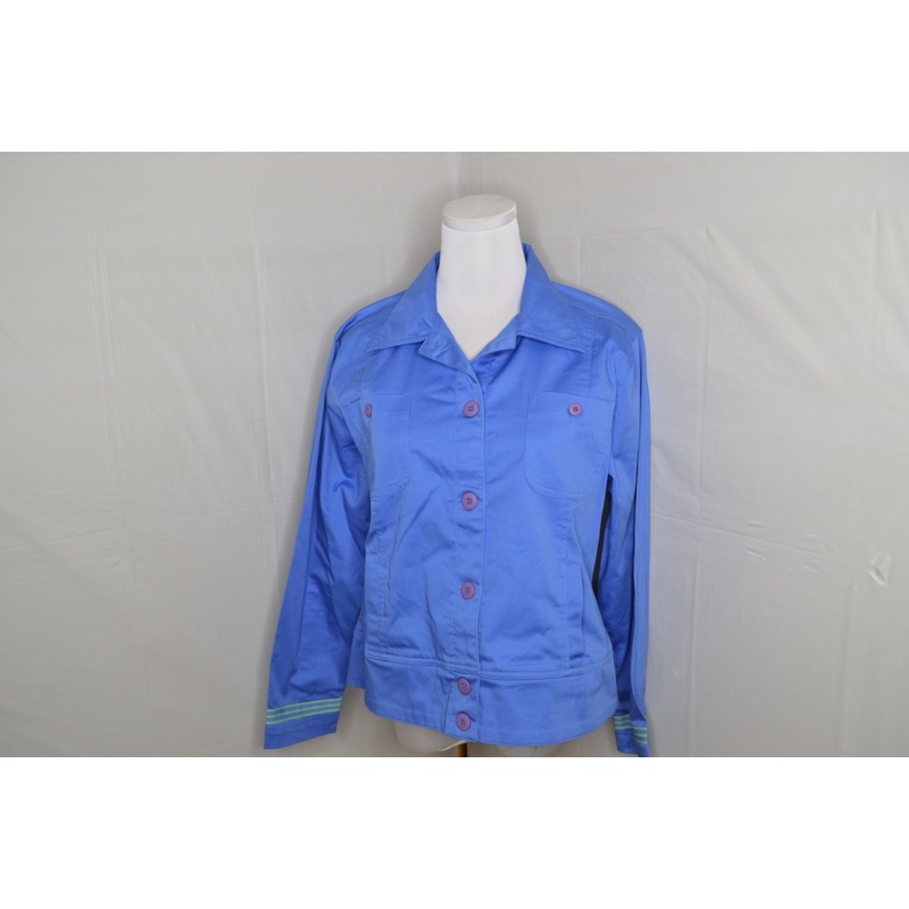 Holly Lane Women´s Blue Button‎ Jacket Embroidered Martini Glass Size M